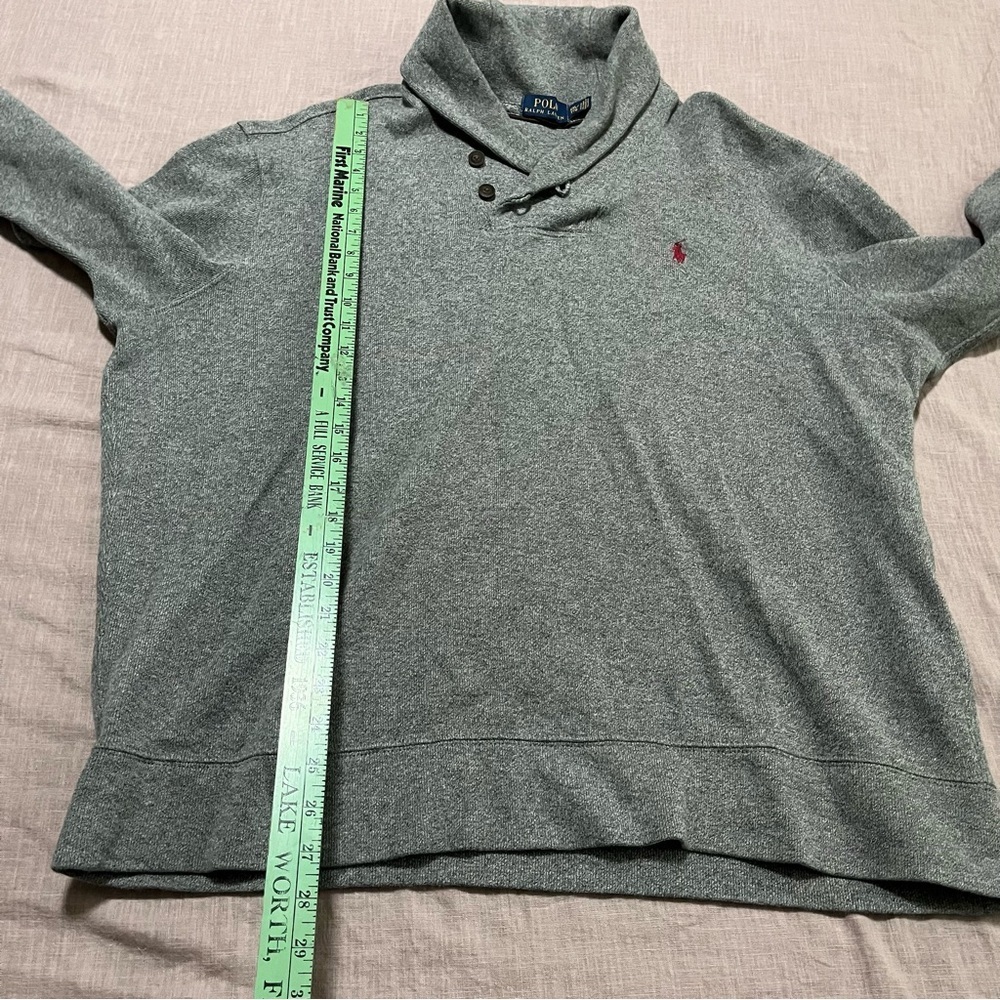Polo Ralph Lauren Charcoal Button Collar Pull Over Sweater Size XXL Oversized - Picture 7 of 7